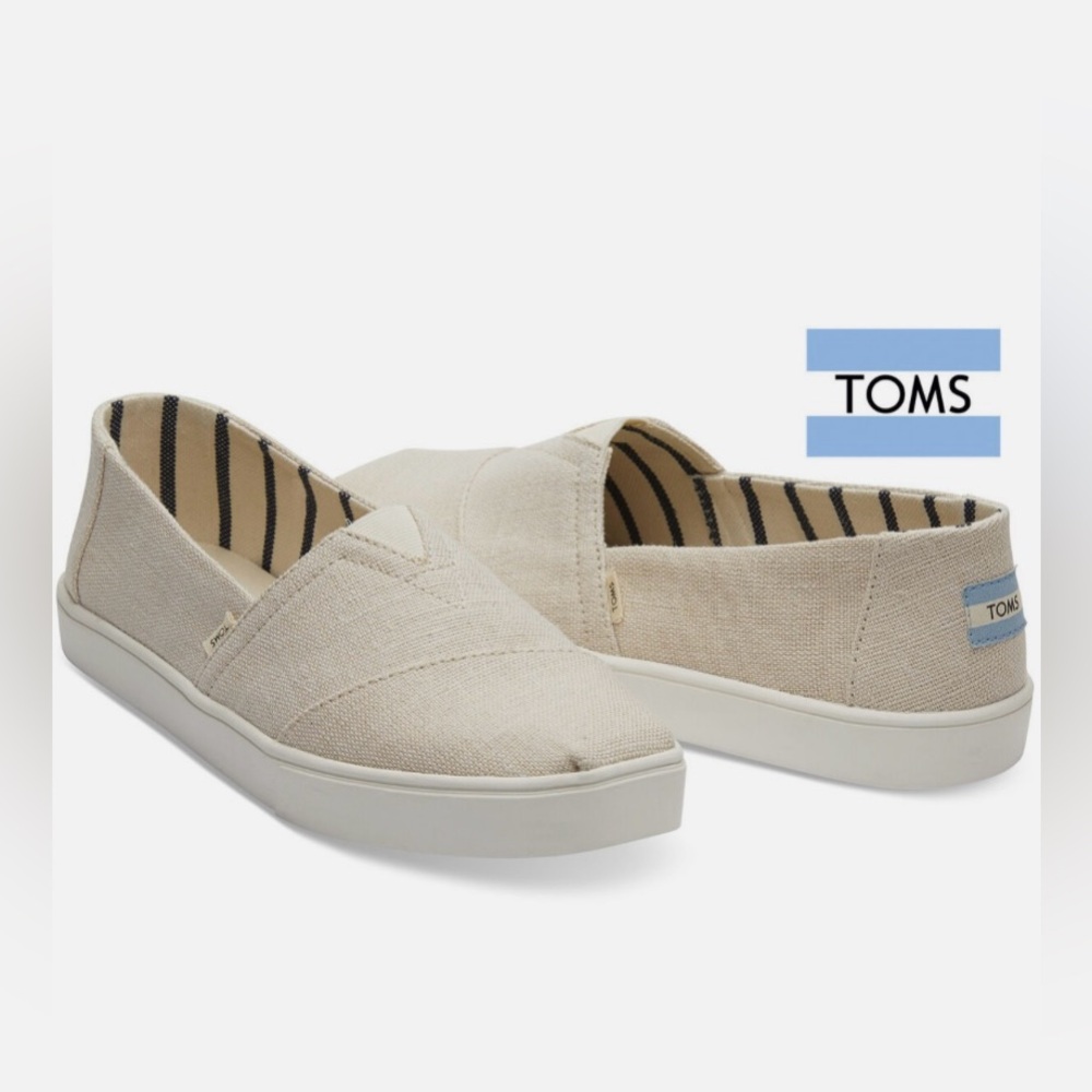 Tom’s Ortholite Women’s classic heritage canvas cupsole slip on size 10